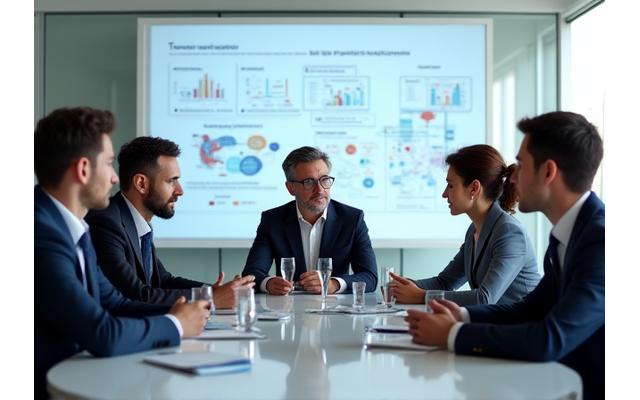 Diverse group of professionals engaged in a collaborative leadership workshop