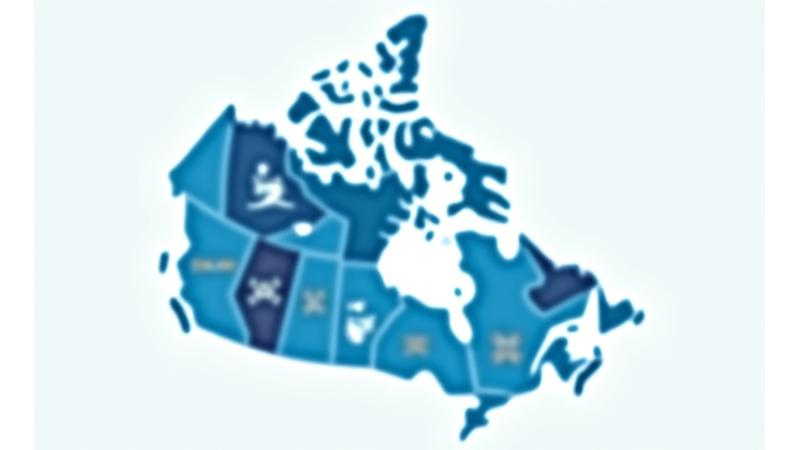 Stylized map of Canada highlighting different provinces, with legal code snippets overlaid, symbolizing comprehensive Canadian employment law compliance expertise.